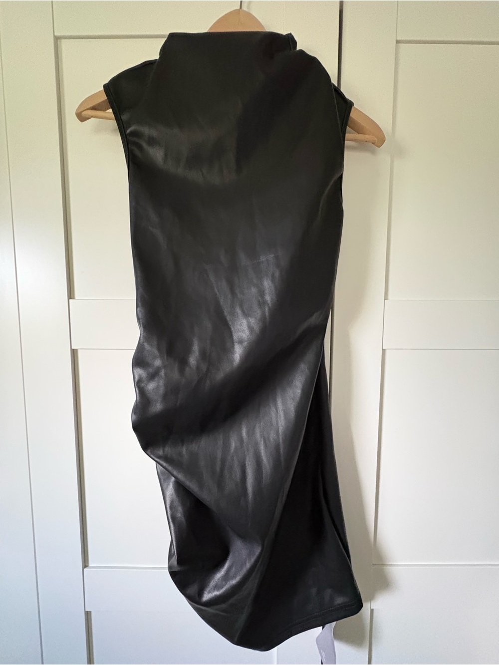 Missguided + Black Asymmetrical Faux Leather Dress